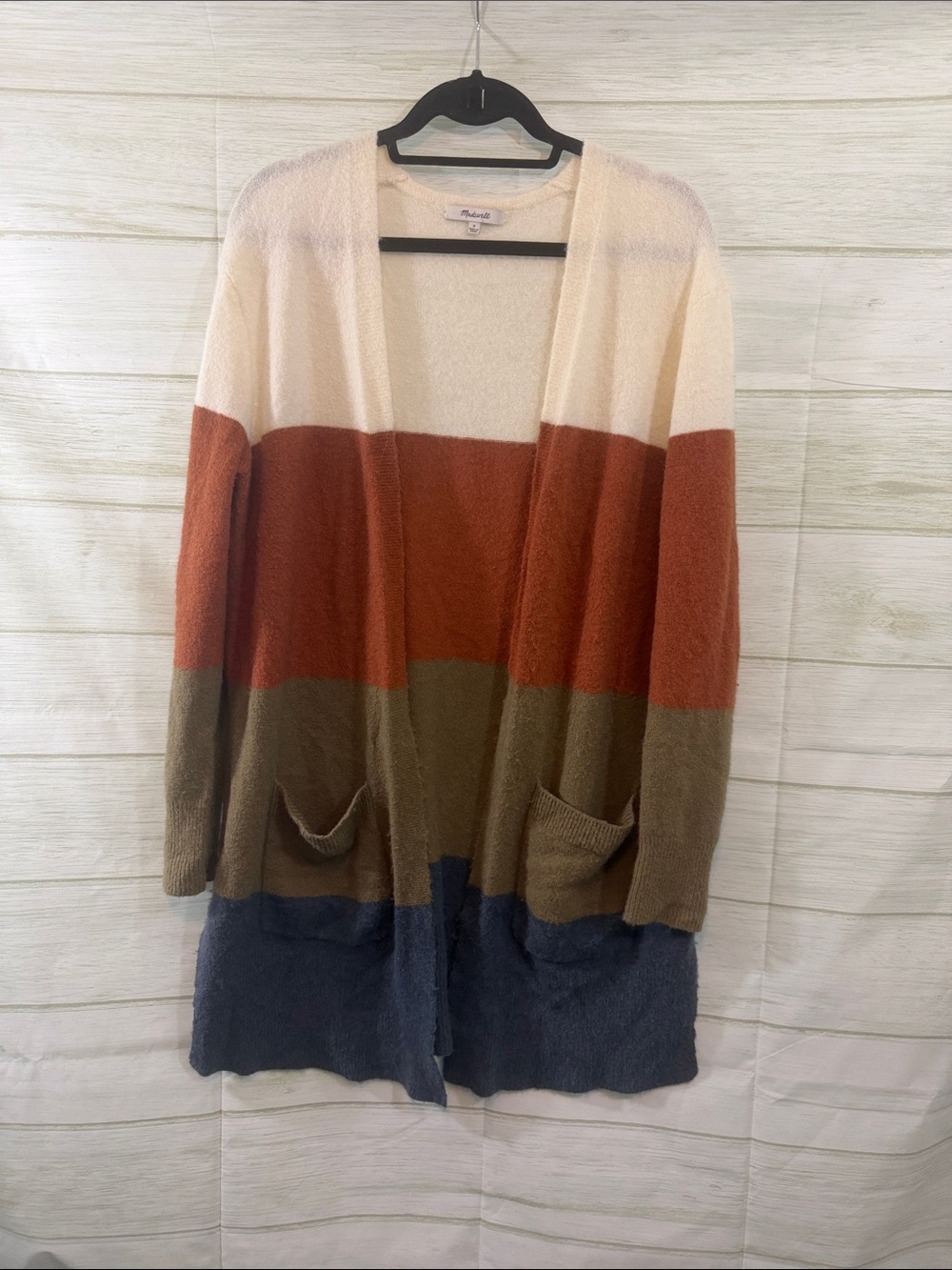 Madewell Kent Colorblock Cardigan Sweater Pull On Fall Cardi • SMALzl